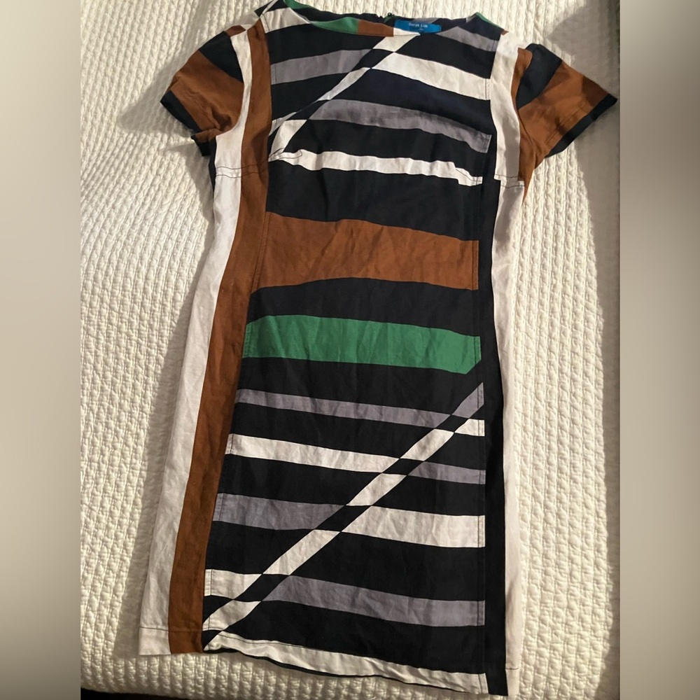Derek Lam for Design Nation color block striped linen blend dress
